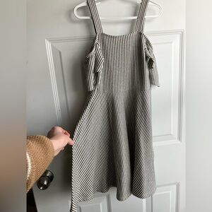Zara striped dress black cream kids youth 9 years